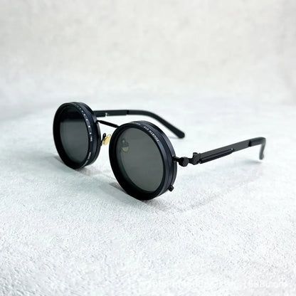 Black Aura 1-9 Gears Lens Filter Adjustable Rounded Tint Sunglasses