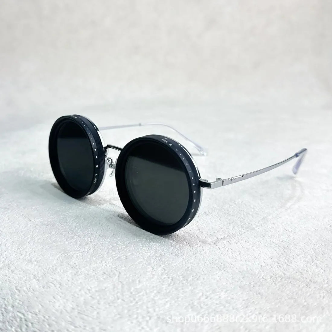 Black Aura 1-9 Gears Lens Filter Adjustable Rounded Tint Sunglasses