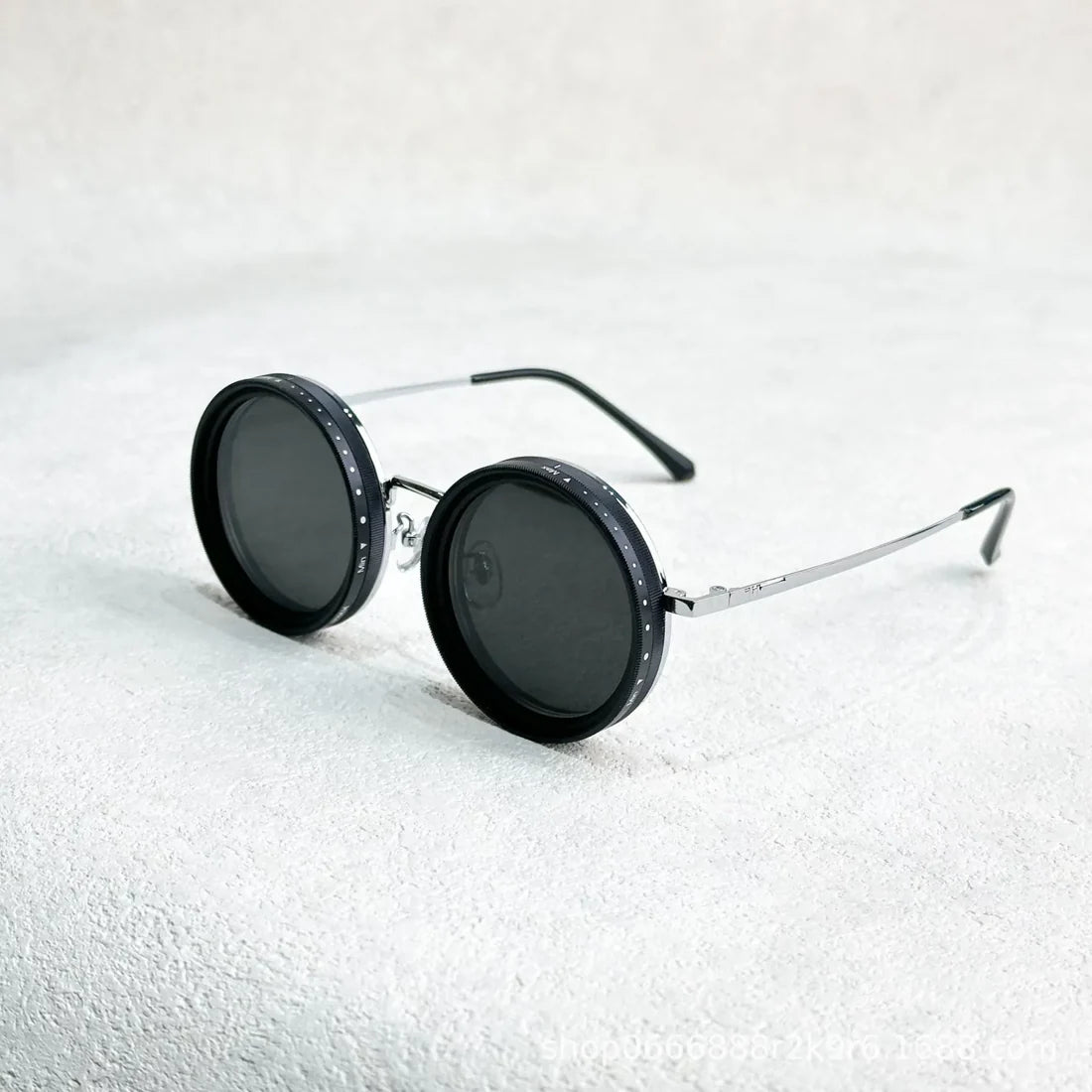 Black Aura 1-9 Gears Lens Filter Adjustable Rounded Tint Sunglasses