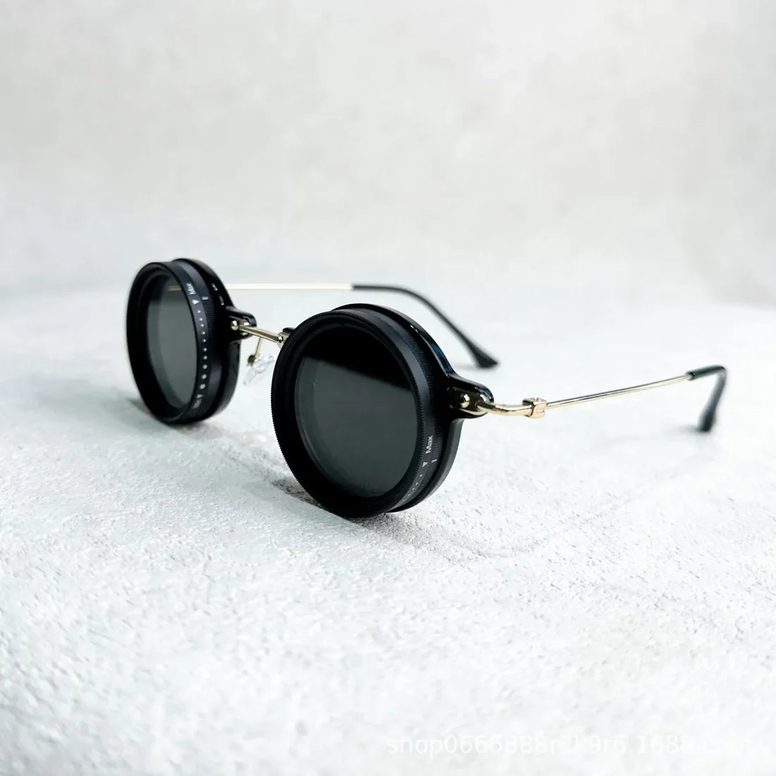 Black Aura 1-9 Gears Lens Filter Adjustable Rounded Tint Sunglasses