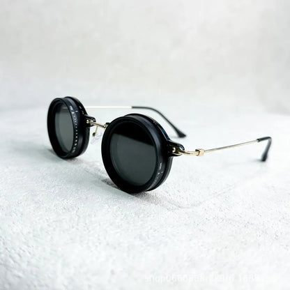 Black Aura 1-9 Gears Lens Filter Adjustable Rounded Tint Sunglasses
